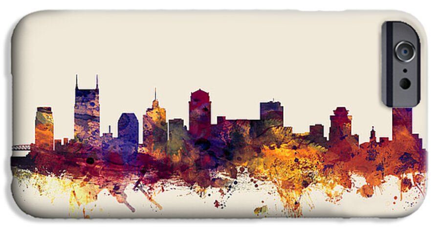 United States iPhone 6s Case featuring the digital art Nashville Tennessee Skyline #6 by Michael Tompsett