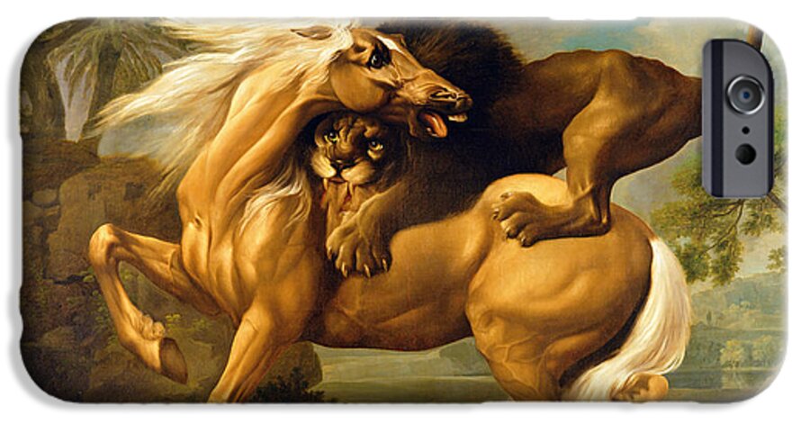 Lion iPhone 6s Case featuring the painting A Lion Attacking a Horse by George Stubbs