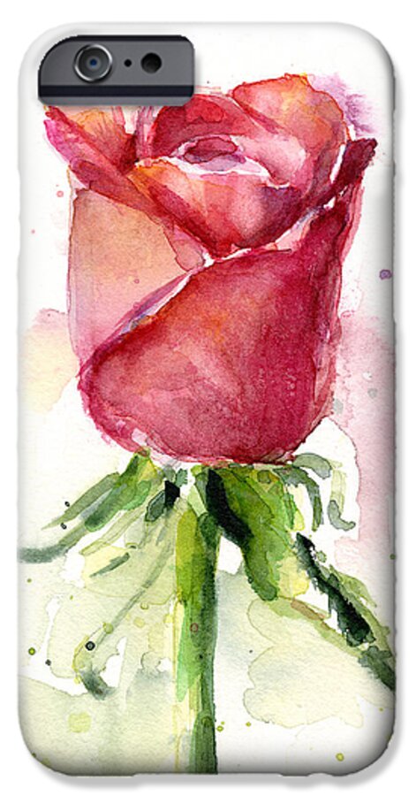 #faatoppicks iPhone 6s Case featuring the painting Rose Watercolor by Olga Shvartsur