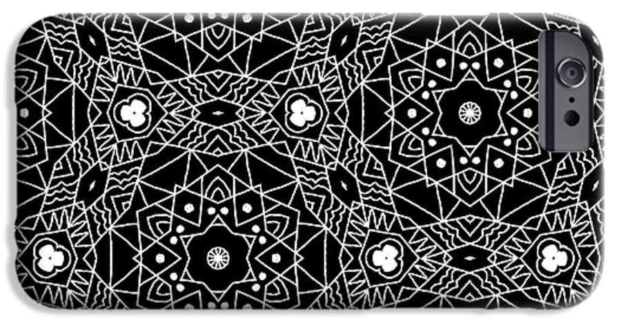 Black iPhone 6s Case featuring the digital art Black and White Boho Pattern 3- Art by Linda Woods by Linda Woods