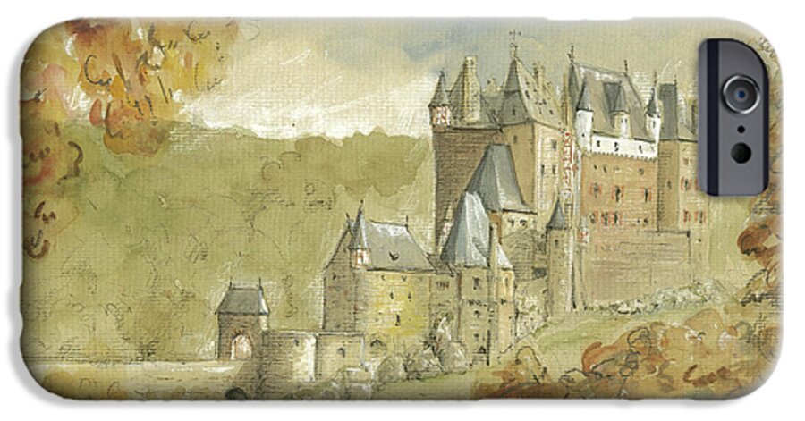 Burg Eltz Art iPhone 6s Case featuring the painting Burg Eltz castle by Juan Bosco