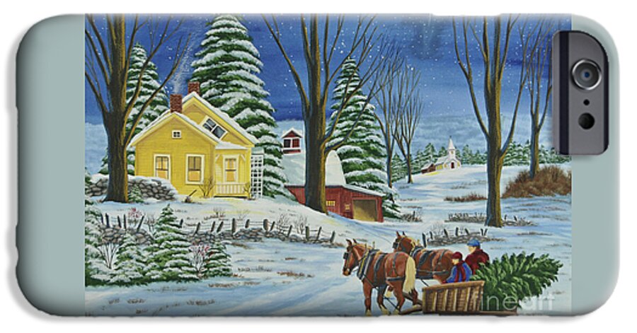 Winter Scene Paintings iPhone 6s Case featuring the painting Christmas Eve In The Country by Charlotte Blanchard