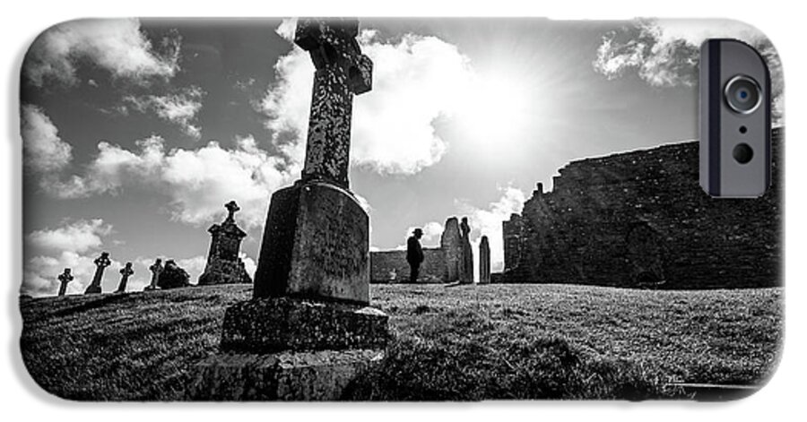 Black And White iPhone 6s Case featuring the photograph Clonmacnoise monastery - Ireland - Black and white street photography by Giuseppe Milo