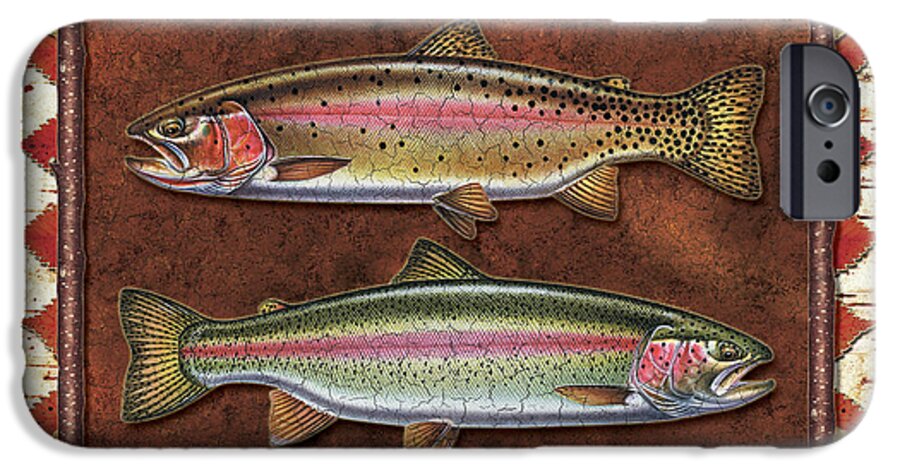 Trout iPhone 6s Case featuring the painting Cutthroat and Rainbow Trout Lodge by JQ Licensing