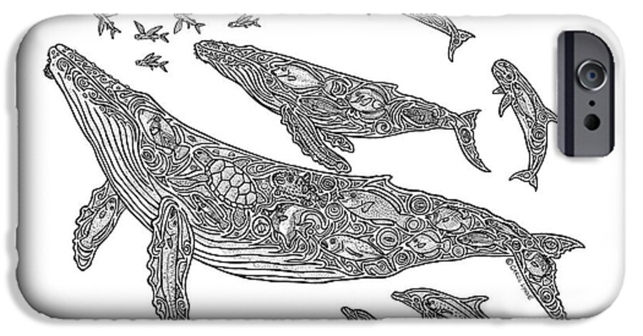 Humpback Whale iPhone 6s Case featuring the drawing Hawaiian Humpbacks by Carol Lynne