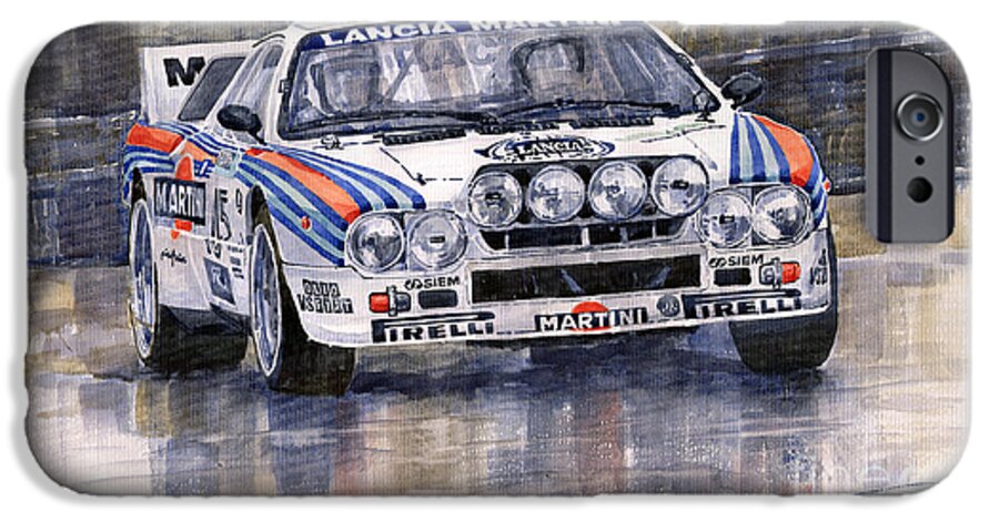 Watercolor iPhone 6s Case featuring the painting Lancia 037 Martini Rally 1983 by Yuriy Shevchuk
