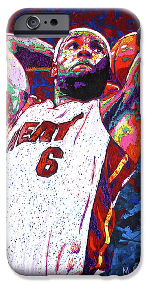 Lebron iPhone 6s Case featuring the painting LeBron Dunk by Maria Arango