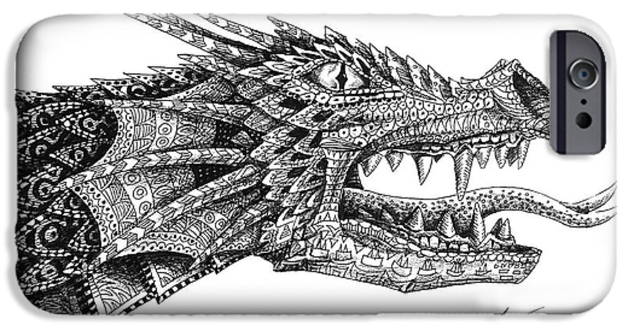 Dragon iPhone 6s Case featuring the drawing Pattern Design Dragon by Aaron Spong