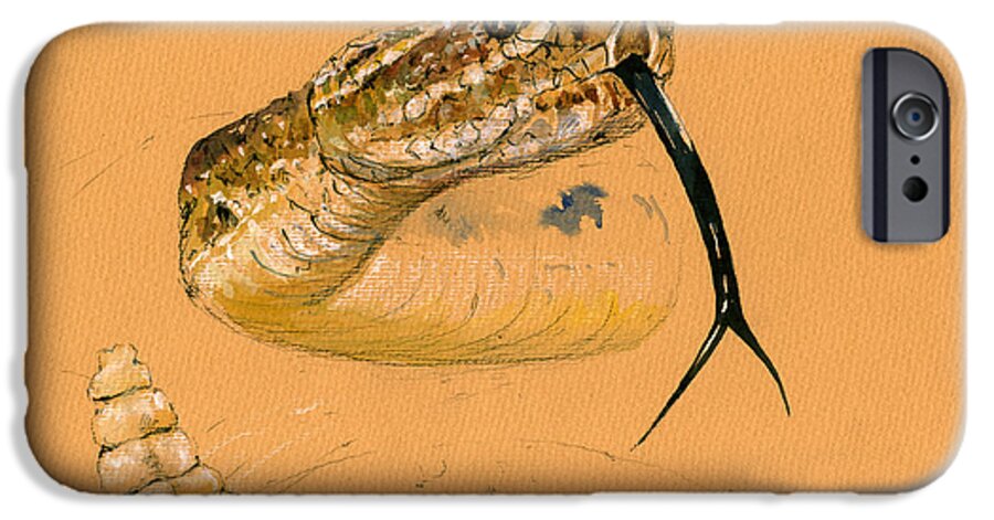 Rattlesnake Painting iPhone 6s Case featuring the painting Rattlesnake painting by Juan Bosco
