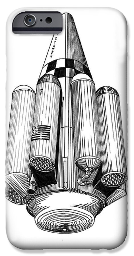 Rombus; American Ssto Vtovl Orbital Launch Vehicle. Bono Original Design For Ballistic Single-stage-to-orbit (not Quite - It Dropped Liquid Hydrogen Tanks On The Way Up iPhone 6s Case featuring the drawing Rombus Heavey Lift Reusable Rocket by Jack Pumphrey