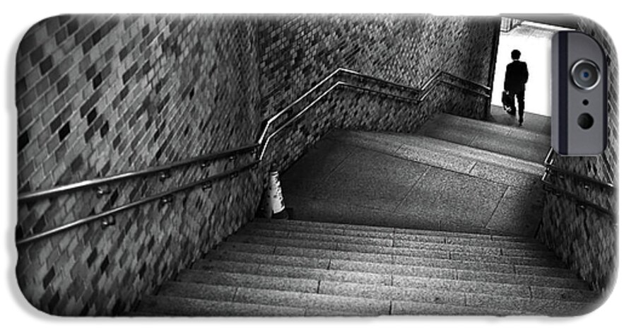 Black iPhone 6s Case featuring the photograph Stairs to subway - Tokyo, Japan - Black and white street photography by Giuseppe Milo
