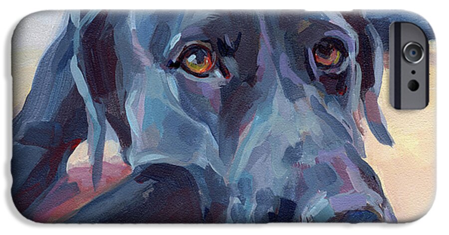 Black Lab iPhone 6s Case featuring the painting Stretched by Kimberly Santini