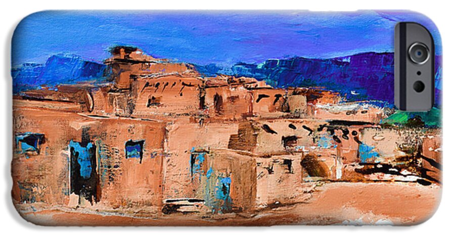 Taos iPhone 6s Case featuring the painting Taos Pueblo Village by Elise Palmigiani