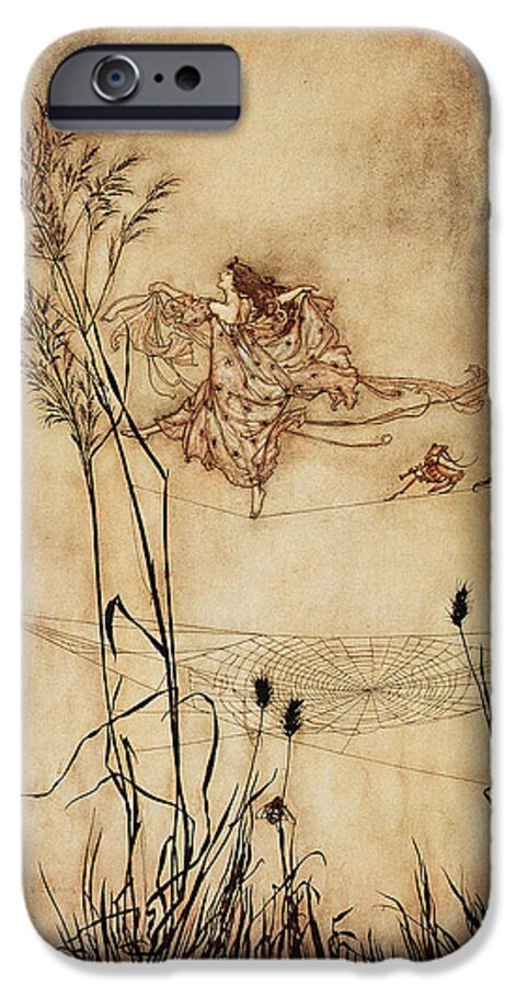 Woman iPhone 6s Case featuring the drawing The Fairy's Tightrope from Peter Pan in Kensington Gardens by Arthur Rackham