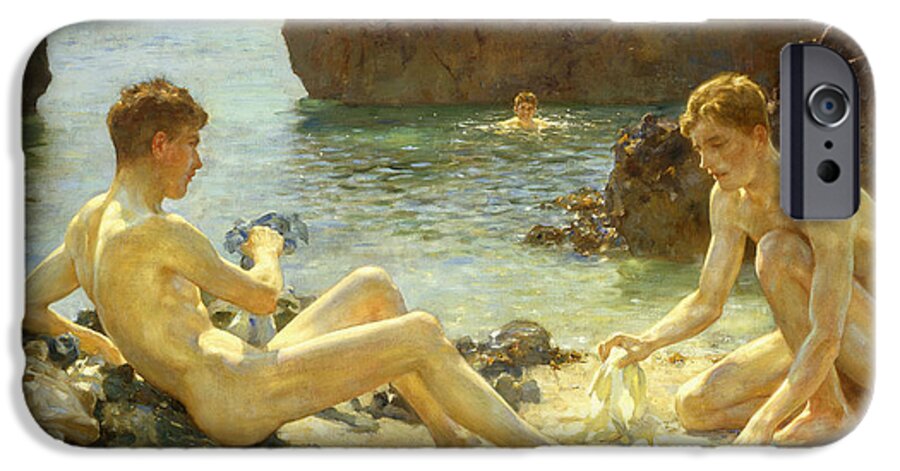 Nude iPhone 6s Case featuring the painting The Sun Bathers by Henry Scott Tuke