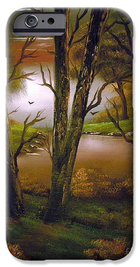 Landscape iPhone 6s Case featuring the painting Through the trees. by Cynthia Adams