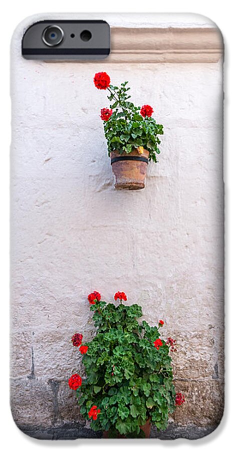 Arequipa iPhone 6s Case featuring the photograph White Colonial Wall and Flowers by Jess Kraft