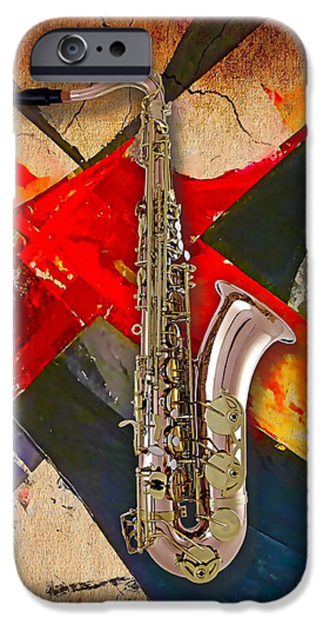 Saxophone iPhone 6s Case featuring the mixed media Saxophone Collection #15 by Marvin Blaine