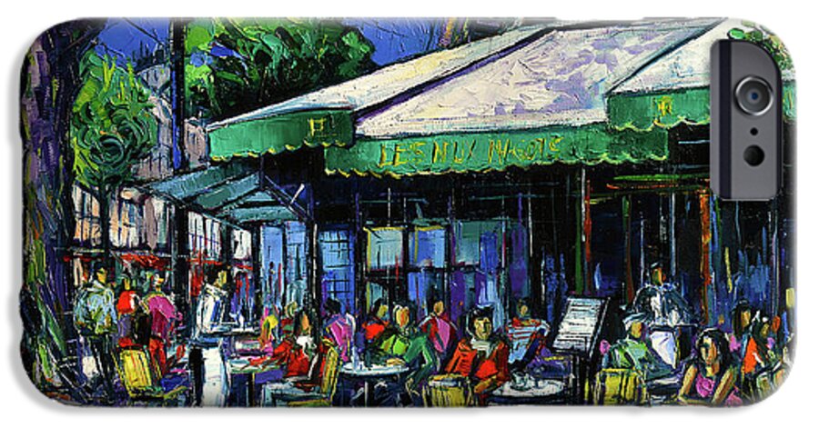 Les Deux Magots iPhone 6s Case featuring the painting Parisian Cafe by Mona Edulesco