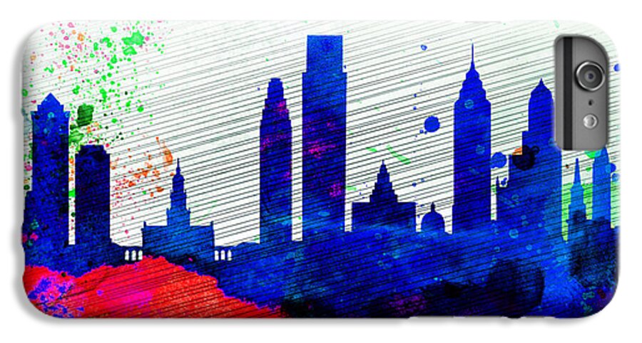 Philadelphia iPhone 6s Plus Case featuring the painting Philadelphia City Skyline by Naxart Studio