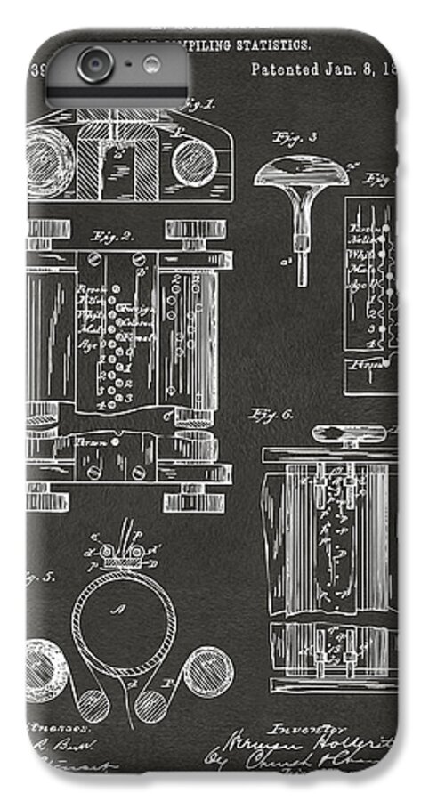 First Computer iPhone 6s Plus Case featuring the digital art 1889 First Computer Patent Gray by Nikki Marie Smith