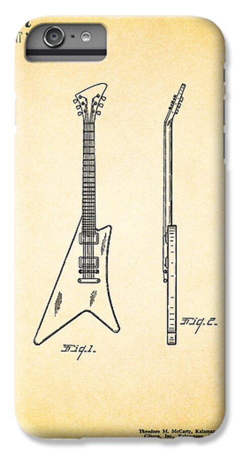 Guitar Patent iPhone 6s Plus Case featuring the photograph 1958 Gibson Guitar Patent by Mark Rogan