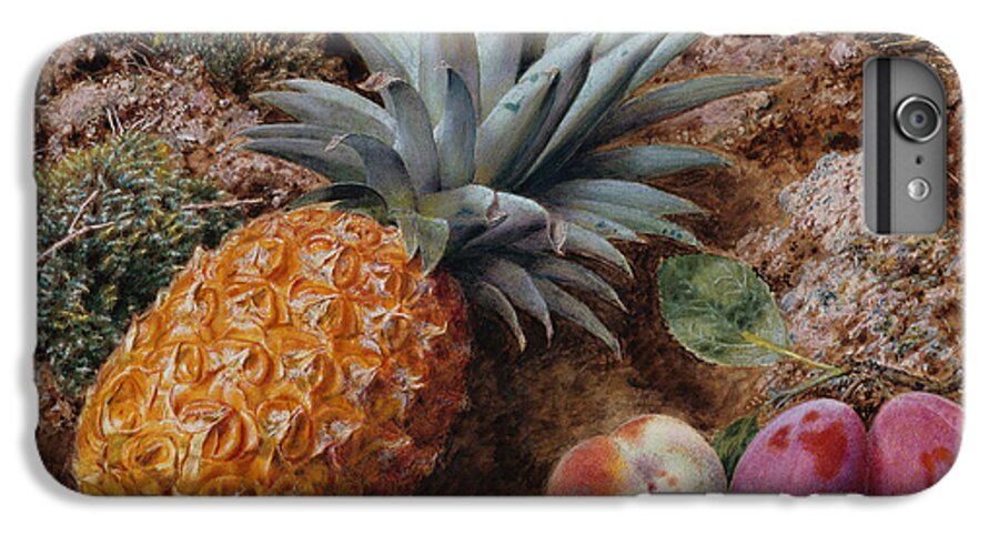 Still-life iPhone 6s Plus Case featuring the painting A Pineapple a Peach and Plums on a Mossy Bank by John Sherrin