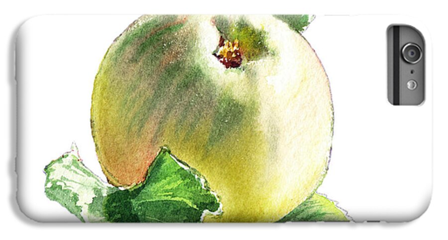 Apple iPhone 6s Plus Case featuring the painting ArtZ Vitamins Series A Happy Green Apple by Irina Sztukowski