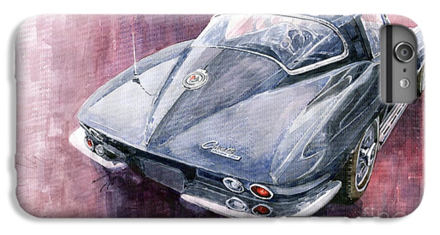 Watercolor iPhone 6s Plus Case featuring the painting Chevrolet Corvette Sting Ray 1965 by Yuriy Shevchuk