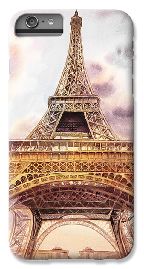 Vintage iPhone 6s Plus Case featuring the painting Eiffel Tower Vintage Art by Irina Sztukowski