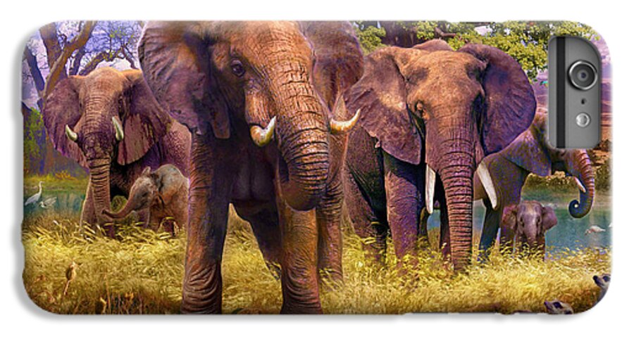 Elephants iPhone 6s Plus Case featuring the digital art Elephants by MGL Meiklejohn Graphics Licensing