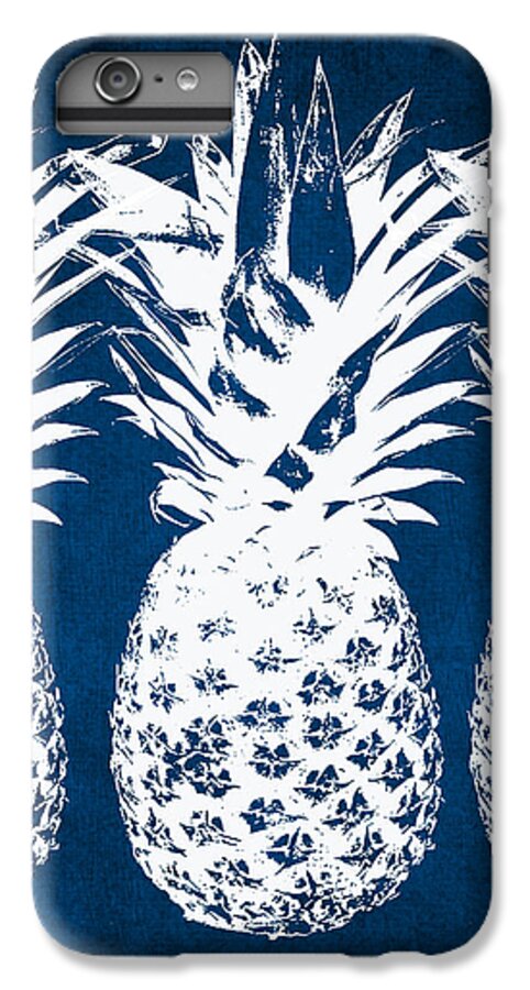 Indigo White Pineapple Blue White Print Fruit Food Kitchen Art Nature Tropical Cafe Art Bakery Art Peaceful Coastal Hawaii Beach Bedroom Art Rate My Skype Room Living Room Art Gallery Wall Art Art For Interior Designers Hospitality Art Set Design Wedding Gift Art By Linda Woods Vacation Travel iPhone 6s Plus Case featuring the painting Indigo and White Pineapples by Linda Woods