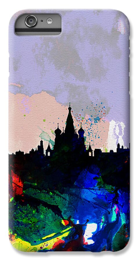 Moscow iPhone 6s Plus Case featuring the painting Moscow Watercolor Skyline by Naxart Studio