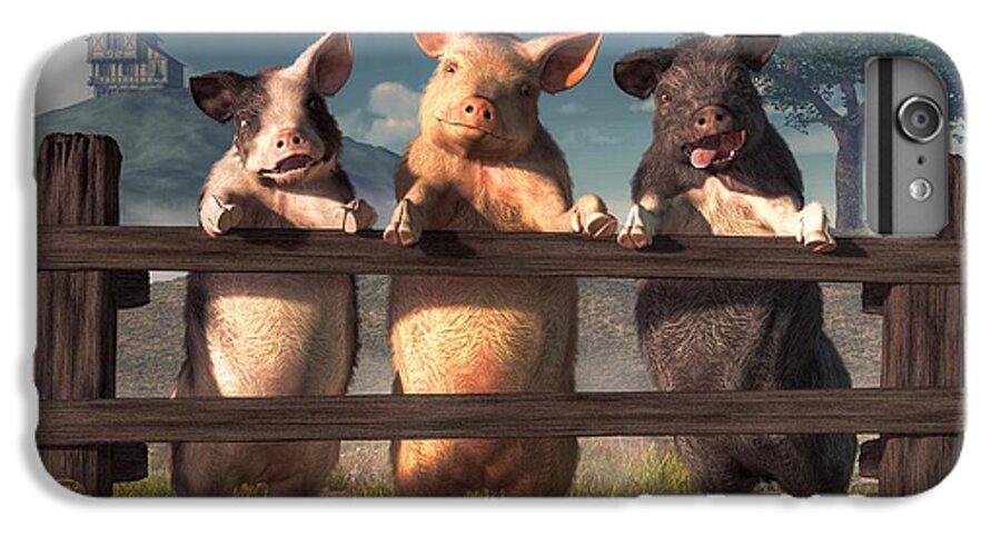 Pigs On A Fence iPhone 6s Plus Case featuring the digital art Pigs on a Fence by Daniel Eskridge