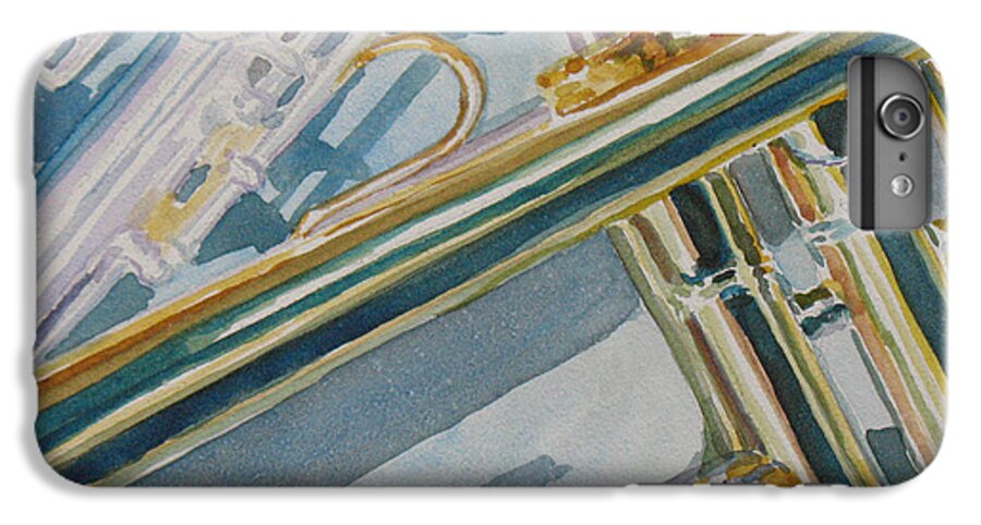 Trumpet iPhone 6s Plus Case featuring the painting Silver and Brass Keys by Jenny Armitage
