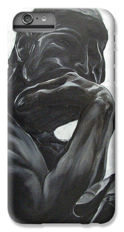 Black And White Paintings iPhone 6s Plus Case featuring the painting The Thinker by Aimee Vance