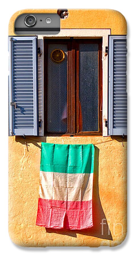 Italian iPhone 6s Plus Case featuring the photograph Italian flag window and yellow wall by Silvia Ganora