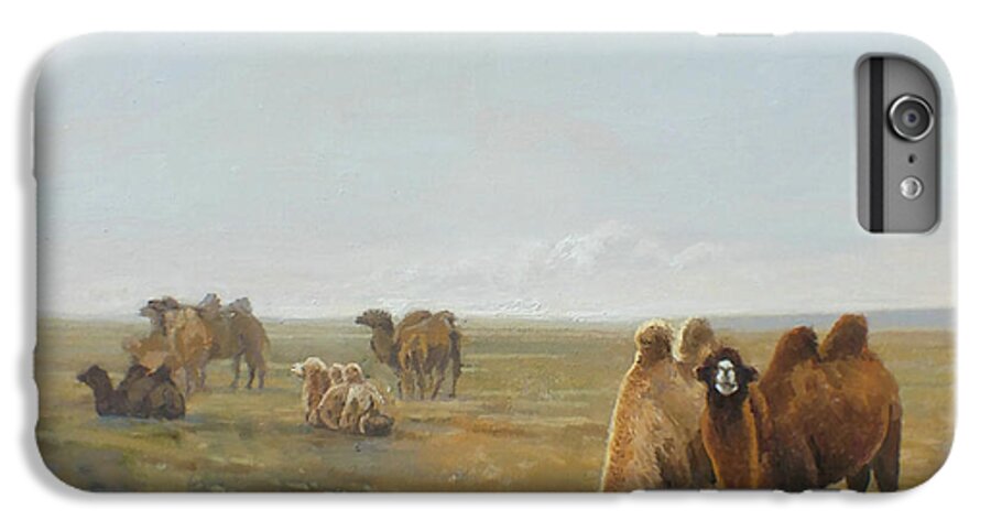 The Camel iPhone 6s Plus Case featuring the painting Camels along the river #2 by Chen Baoyi