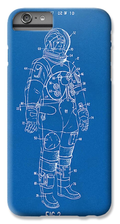Space Suit iPhone 6s Plus Case featuring the digital art 1973 Astronaut Space Suit Patent Artwork - Blueprint by Nikki Marie Smith