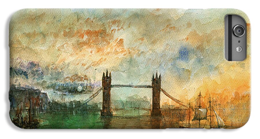 London Art iPhone 6s Plus Case featuring the painting London watercolor painting #2 by Juan Bosco