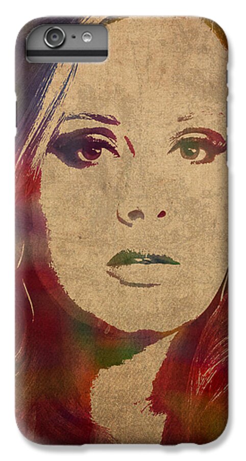 Adele iPhone 6s Plus Case featuring the mixed media Adele Watercolor Portrait by Design Turnpike