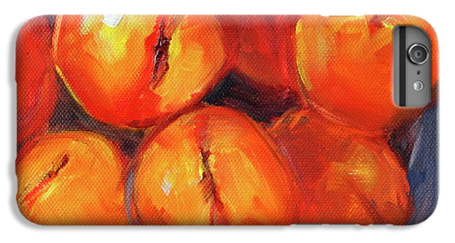 Peaches iPhone 6s Plus Case featuring the painting Bowl of Peaches Still Life by Nancy Merkle