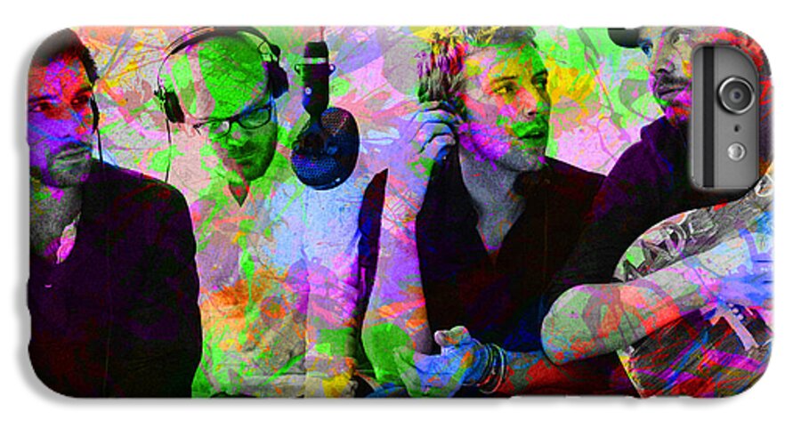 Coldplay iPhone 6s Plus Case featuring the mixed media Coldplay Band Portrait Paint Splatters Pop Art by Design Turnpike