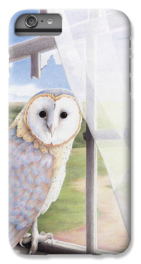 Owl iPhone 6s Plus Case featuring the drawing Ghost In The Attic by Amy S Turner