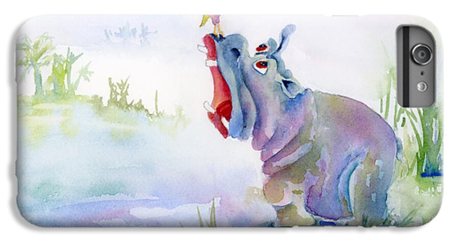 Hippo iPhone 6s Plus Case featuring the painting Hey Whats the Big Idea by Amy Kirkpatrick