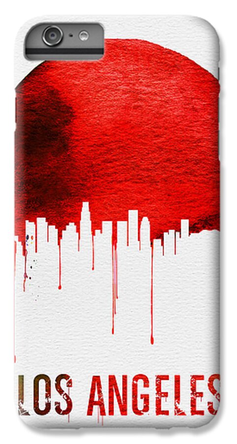 Los Angeles iPhone 6s Plus Case featuring the painting Los Angeles Skyline Red by Naxart Studio