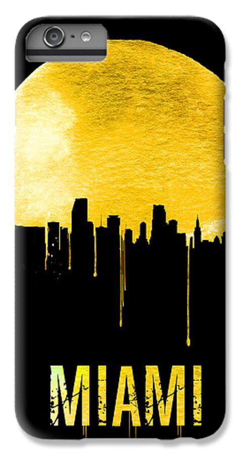 Miami iPhone 6s Plus Case featuring the digital art Miami Skyline Yellow by Naxart Studio