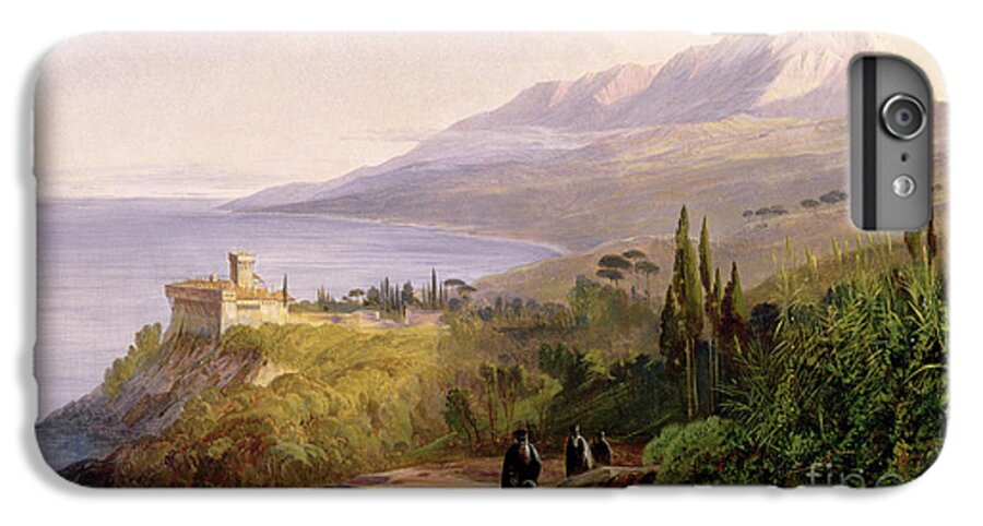 Mount Athos And The Monastery Stavroniketes iPhone 6s Plus Case featuring the painting Mount Athos and the Monastery of Stavroniketes by Edward Lear