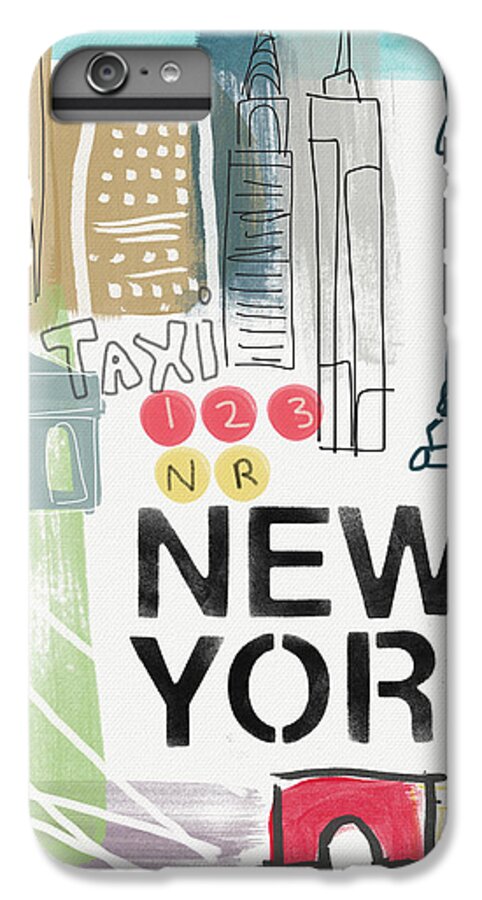 New York iPhone 6s Plus Case featuring the painting New York Cityscape- Art by Linda Woods by Linda Woods