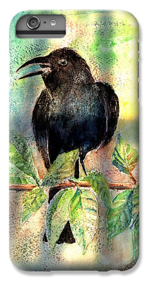 Raven iPhone 6s Plus Case featuring the painting On The Outside Looking In by Arline Wagner